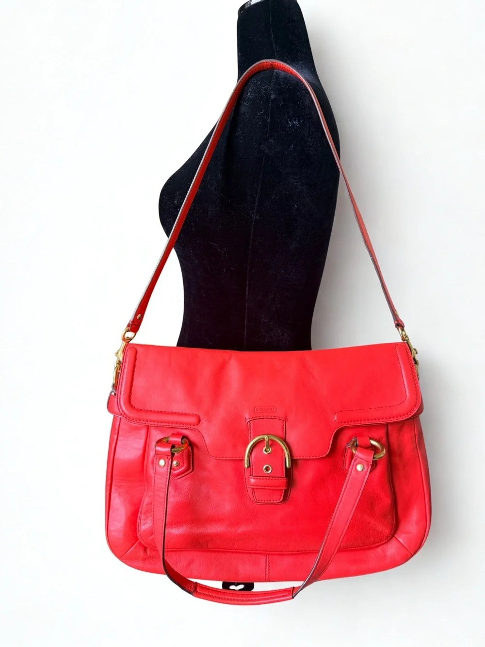 ✨ Coach Campbell Eva Flap Satchel | Smooth Leather Crossbody F26127 Coral